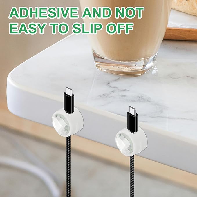 PATIKIL Cable Organizer Holder, 6 Pcs Magnetic Spring Desk Cable Management Clips Adhesive Cord Holder Keeper for Office Desktop Wall Car, White