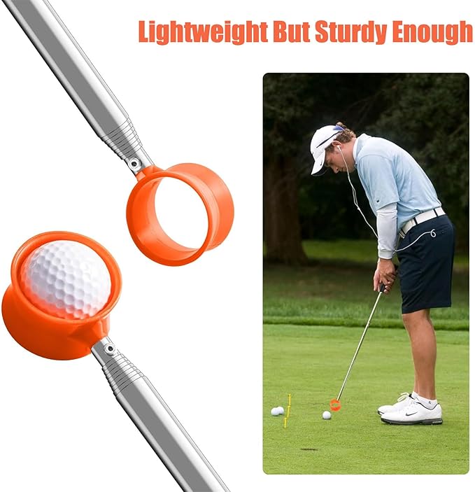 Golf Ball Retriever Telescopic, 12Ft Aluminum Alloy Golf Ball Retriever for Water, Ball Retriever Tool Golf Ball Grabber, Telescopic | Two-Sided | Easy Grab Ball | Golf Gifts for Men & Golfers