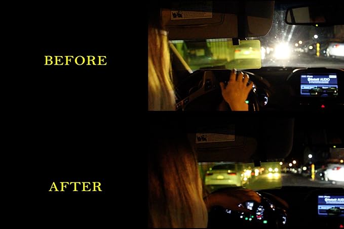 Night Driving Visor by Glare Guard, Replace Night Driving Glasses with Anti-Glare Polarized HD Driving Visor for Headlight Glare Universal 14" x 3.25" fits Cars, Truck's SUV's & RV's, Made in USA