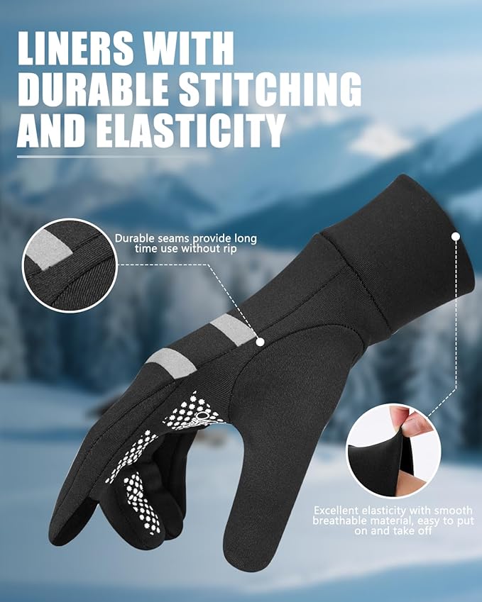 Aegend Lightweight Winter Gloves for Men Women, Warm Running Gloves Touchscreen Thermal Glove Liners for Cold Weather Driving, Cycling & Hiking, Non-Slip, Elastic Cuff, Stretchy, Durable