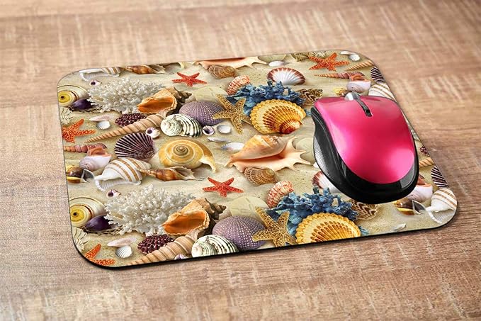 Starfish Gaming Mousepad Colorful Seashells Starfish Beach Mouse Pad Mouse Mat for Computer Desk Laptop Office 9.5 X 7.9 Inch Non-Slip Rubber