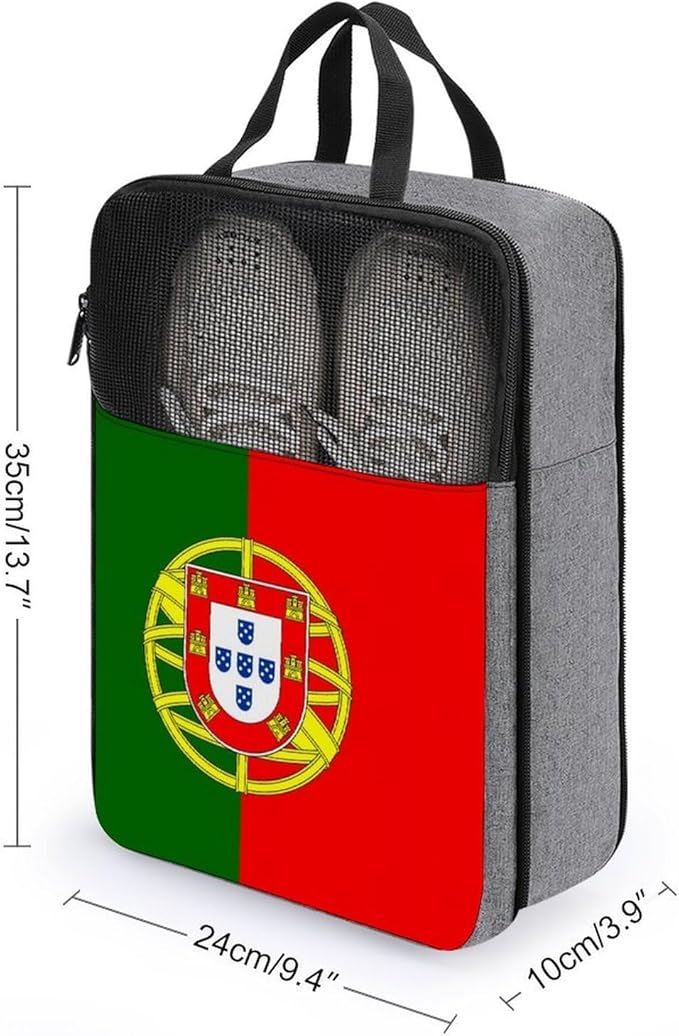 Portable Travel Shoe Packing Bag Portugal Flag Golf Shoe Dust Bags Reusable Sneaker Bags for Gym, 1-Pack