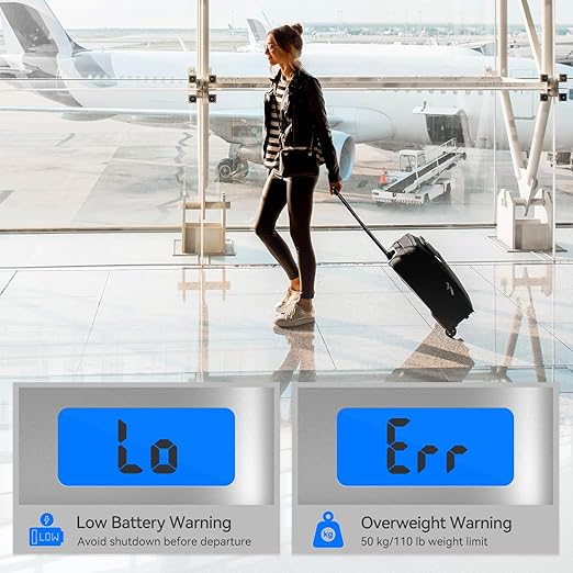 Luggage Scale 2 Pack Dr.meter Travel Scale Essentials Backlight LCD Display 110lb/50kg Luggage Weight Scale Portable Handheld Scale with Rubber Paint, Temperature Sensor, Battery Included