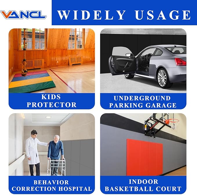 Gym Padding Wall Mount Protection Pad Wall Mats for Gym Padding 2" Thick Foam Gym Pads for Safety Wall Padding, Waterproof Durable Wall Padding for Kids Colorful Wall Pad
