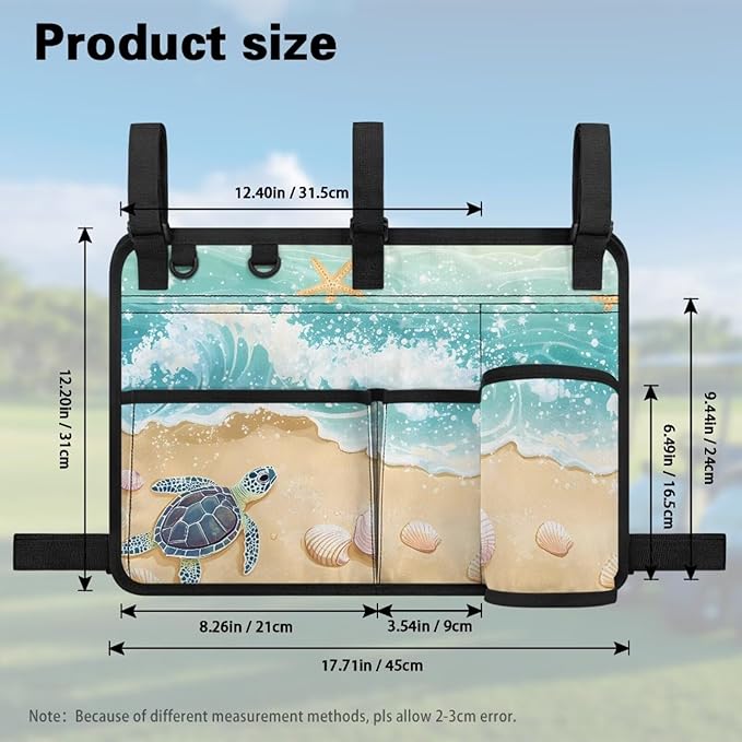 Beach Golf Cart Rear Seat Organizer Foldable Storage Bag for Club Car, Wheelchair and Walker