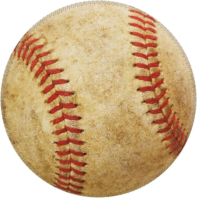 Vintage Worn Baseball Ball Round Mouse Pad, Small Gaming Mousepad with Stitched Edge, Non-Slip Rubber Base Mouse Mat Office Desk Accessories for Laptop Computer Decor 7.9 X 7.9 Inch