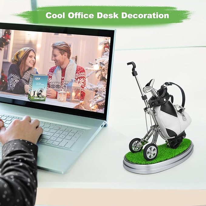 10L0L Golf Pen Holder 3 Club Pens Golf Cart, Mini Office Desk Decor, Funny Gifts for Men, Dad, Boss - Stocking Stuffers for Golfers on Birthday, Christmas, Fathers Day