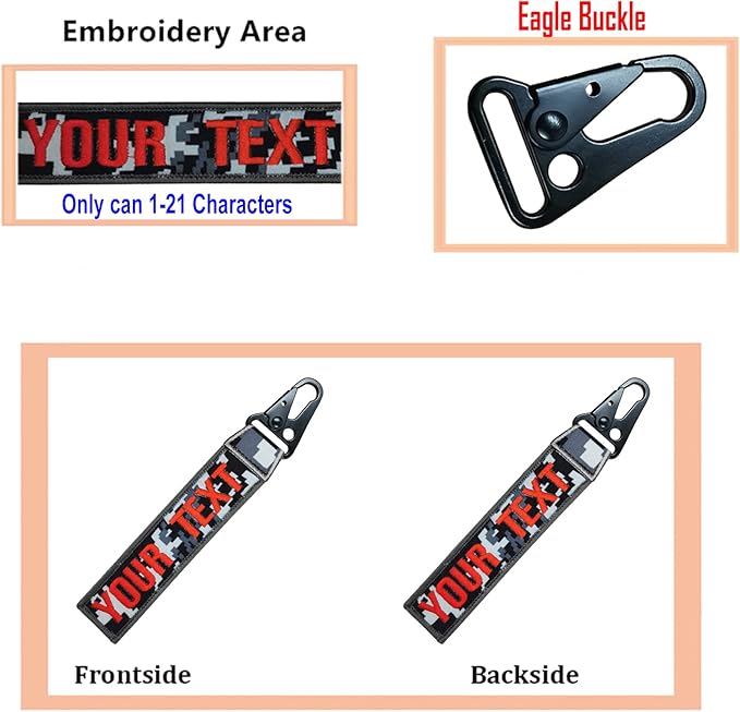 Custom Luggage Tags, Custom Personalized Luggage tag Name, Embroidery Key Ring Accessories for Car, Luggage, Crate,Gear
