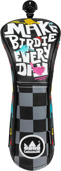 Craftsman Golf Make Birdie Everyday Black and Gray Checkers Golf Club Headcover for Woods and Driver Hybrids Irons Protector Putter Covers