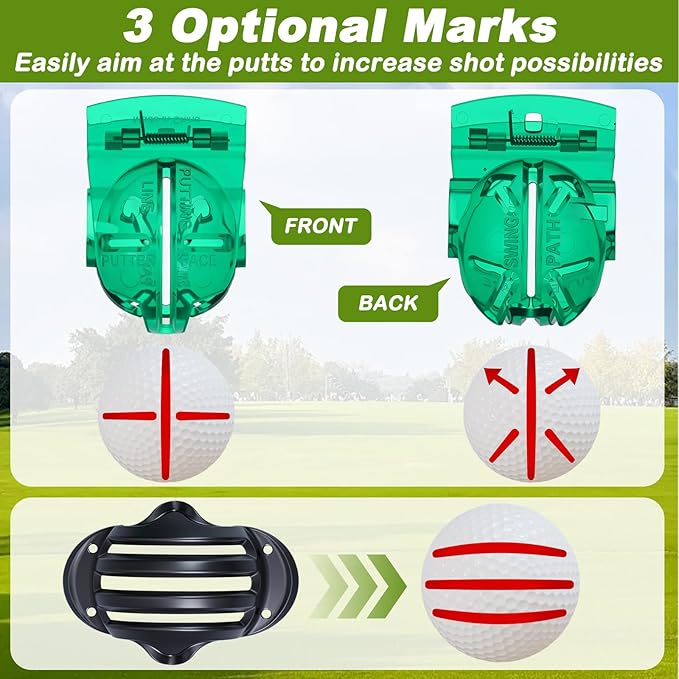Outus 2 Pack Golf Ball Line Marker Tool Marking Putting Alignment Tool Impact Ball Liner Drawing Marker for Men and Women