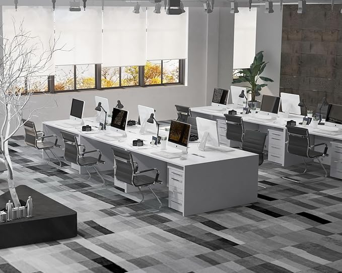 CIMOTA Waiting Room Chairs Leather Office Guest Chair Mid Back Reception Chairs with Sled Base for Meeting/Patient/Conference Room, Black Set of 4
