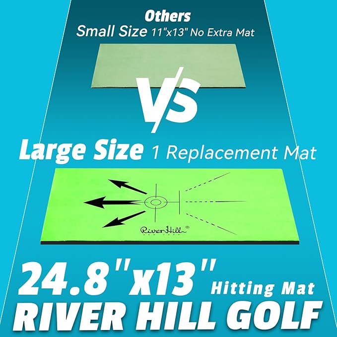 Golf Hitting Mat, Large Golf Practice Mat 25"X13" W/Instant Swing Path Feedback, 4 Replaceable Training Turf with Heavy Duty Rubber Base for Driving/Chipping/Putting, Golf Equipment Indoor & Outdoor