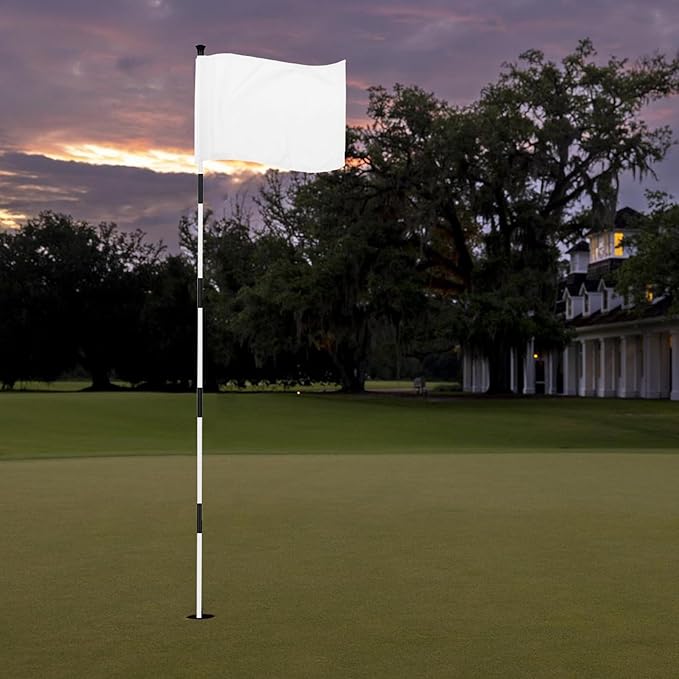 KINGTOP Golf Flag 20x14 Inch - Plain White, 420D Nylon, Tube Inserted - Standard Putting Green Flags for Backyard Practice, Golf Courses, Country Club, 3-Pack