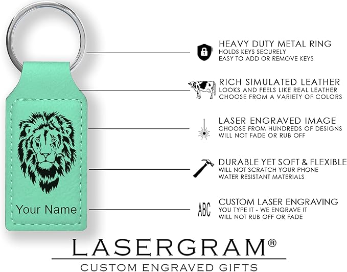 LaserGram Rectangle Keychain, Coat of Arms Germany, Personalized Engraving Included (Teal)