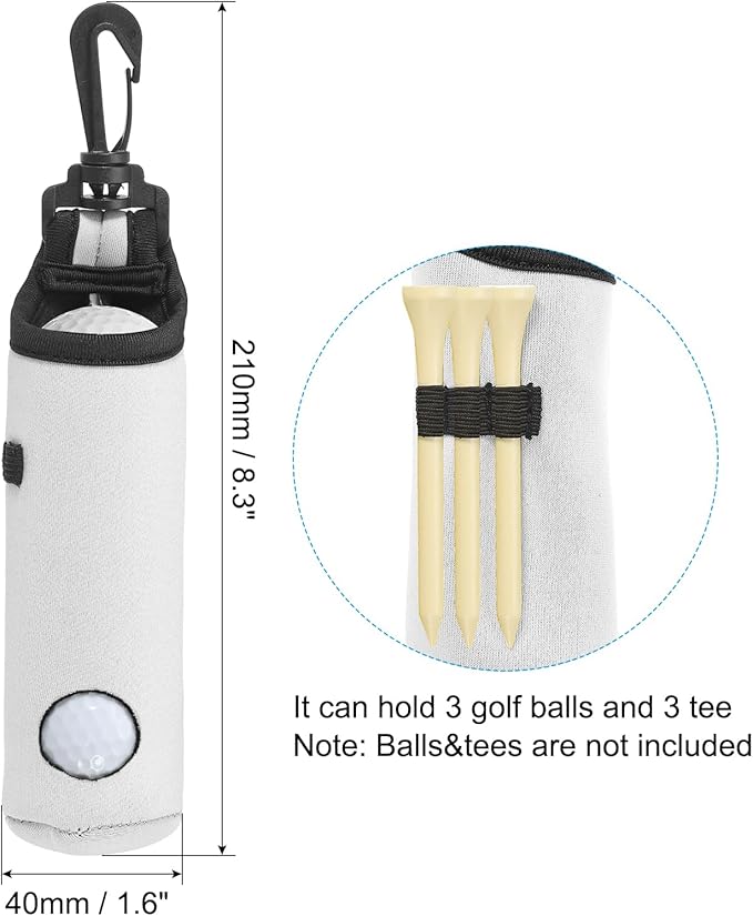 PATIKIL Golf Ball Carry Bag, Golf Tee Holder Pouch Portable Neoprene Golf Ball Holder with Clip for Men and Women Storage Gifts