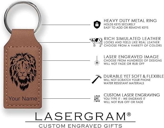 LaserGram Rectangle Keychain, Coat of Arms Germany, Personalized Engraving Included (Dark Brown)