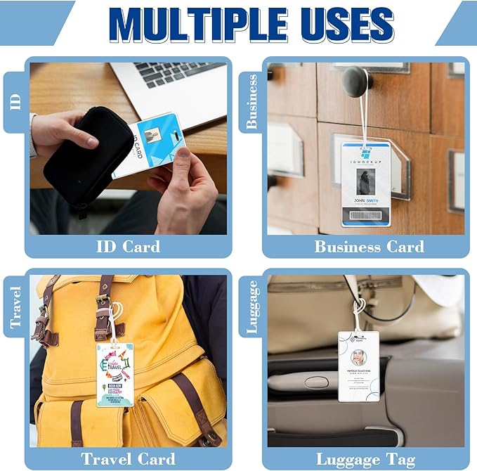 100 Pieces 7 Mil 2 1/2" x 4 1/4" Luggage Tag Laminating Pouches with Slot Hole Thermal Laminate Pouch Tags Kit Resealable for Work Permits Pass Cards Student ID Cards (100, 7 Mil)