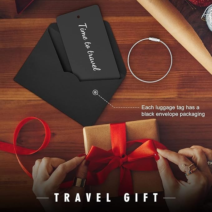Luggage Tags for Suitcase - Personalized Engraved Metal Tag for Cruise Travel - Custom Name Tags Suitable for Bags and Backpacks Black