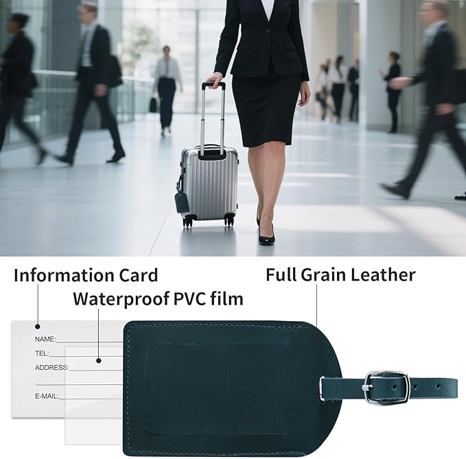 Ringsun Leather Luggage Tag for Suitcases ID Tags Bag Tags for Luggage (2 Pack)