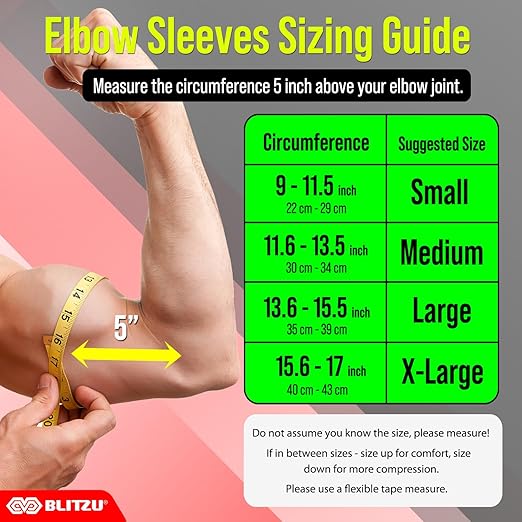 BLITZU Elbow Compression Sleeve for Tendonitis 2 Pack, Tennis Elbow Brace Support for Men and Women Golfers Elbow Pain Relief, Arthritis, Bursitis, Arm Brace for Workout, Weightlifting Nude S