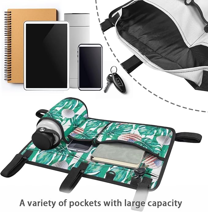 Golf Ball Golf Cart Rear Seat Organizer Universal No Drilling Storage Bag Lightweight Accessories