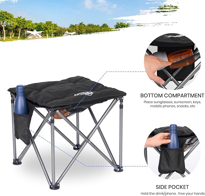 Camping Stool with Removable Padded Folding Outdoor Stool Camping Stool Padded Oversized Ottoman Camping Chair Foot Rest Camp Stool Folding Stools
