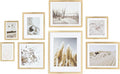 ArtbyHannah Gallery Wall Frame Set, 8 Pack Picture Frames Collage Wall Decor with Neutral Pampas Grass Art for Living Room, Assorted Size Including 11"x14", 8"x10", 5"x7"(Gold Frame)