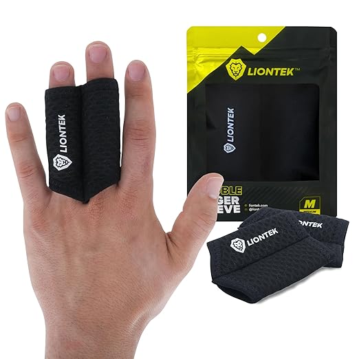 LIONTEK Double Flow Finger Sleeve V3 Pair — Joint Support & Compression for Activity, BJJ, Fitness, Volleyball, Basketball, and More
