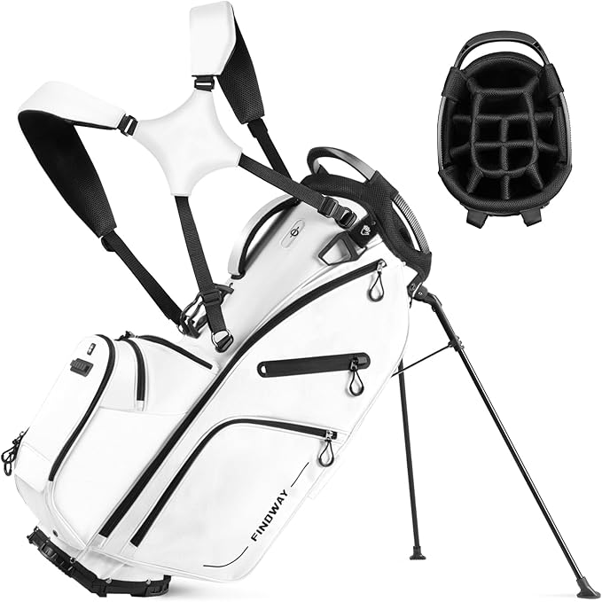 Findway 14 Way Golf Stand Bag, Lightweight Golf Bag with Stand for Men Women, Golf Club Carry Bag with Dual Strap, Full Length Dividers, Multiple Pockets, Golf Ball Holder