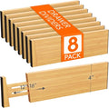 Lifewit 8 Pack 4" High Bamboo Drawer Dividers, 12-16" Adjustable Drawer Organizers for Clothes, Wood Dresser Drawer Divider, Expandable Deep Drawer Separators for Dresser, Kitchen, Bedroom, Bathroom