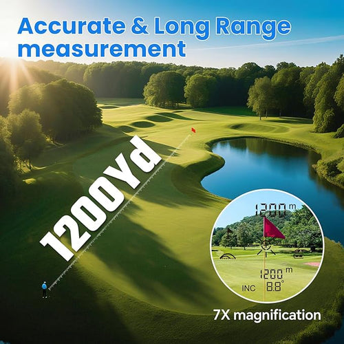 1200Yards Range Finder Golf with Slope, 7X Magnification Range Finder, Lightweight Portable Rechargeable Rangefinder, Flag Lock Vibration, Switch for Legal, Range Finders for Hunt/Golf Accessory