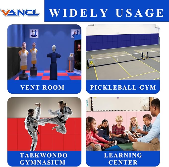 Gym Padding Wall Mount Protection Pad Wall Mats for Gym Padding 2" Thick Foam Gym Pads for Safety Wall Padding, Waterproof Durable Wall Padding for Kids Colorful Wall Pad