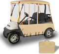 Tecoom Golf Cart Enclosure 2 Passenger, Rain Cover 600D Oxford Waterproof Snowproof, 4 Door Zippers, Clear Windows & 8 Windproof Hooks, Fit for EZGO, Yamaha, Club Car, 59'' Roof Length, Beige