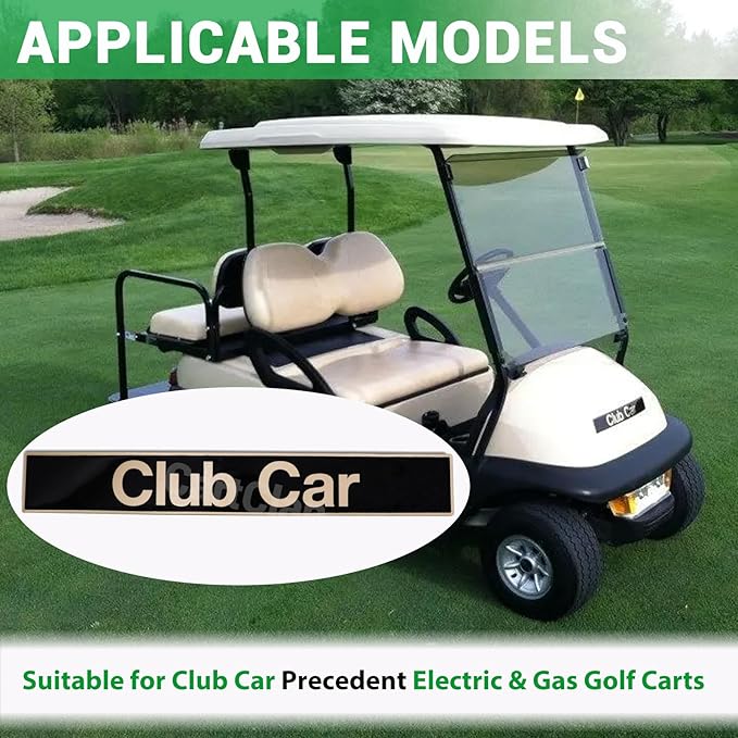 Golf Cart Emblem Stricker, Golf Cart Black Gold Decal Suitable for Club Car Precedent Golf Carts, Name Plate for Club Car Precedent Size 15.74" x 2.24", OEM#: 102502601/103816601