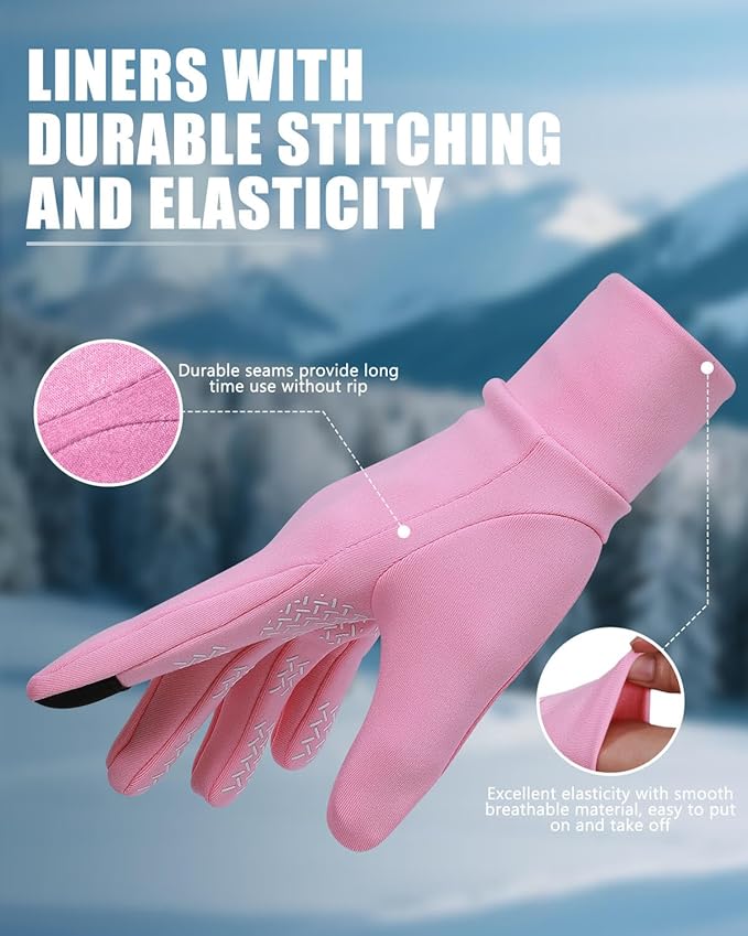 Aegend Lightweight Winter Gloves for Men Women, Warm Running Gloves Touchscreen Thermal Glove Liners for Cold Weather Driving, Cycling & Hiking, Non-Slip, Elastic Cuff, Stretchy, Durable