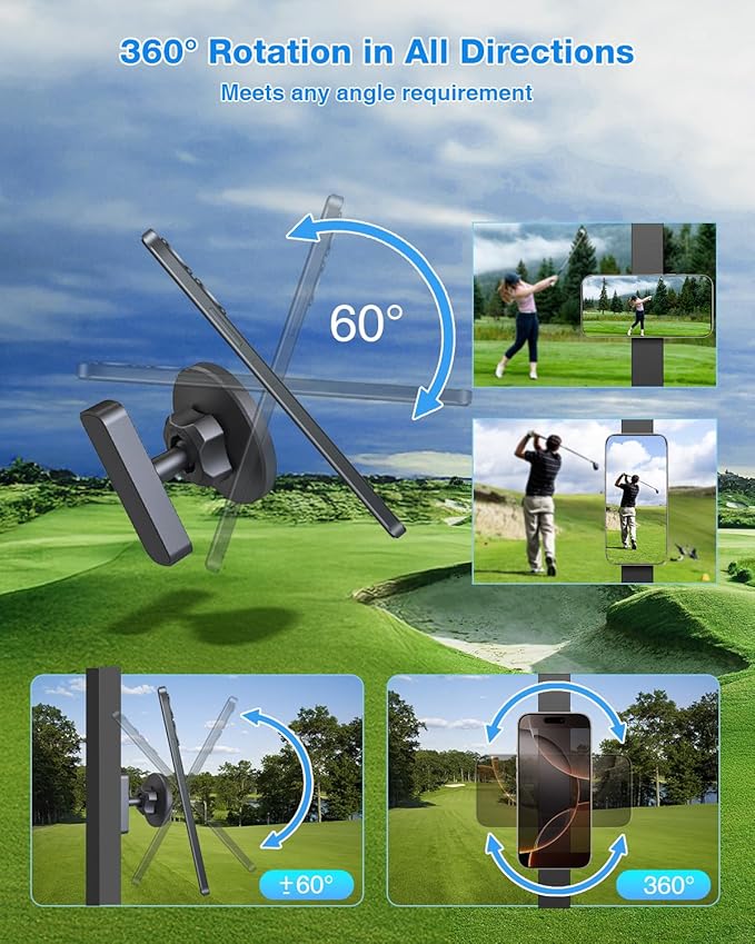 Magnetic Golf Cart Phone Holder, with Powful N52 Magnet, Golf Cart Phone Mount, Compatible with MagSafe iPhone 16/15/14/13/12 Series, Fits EZGO/Yamaha/Club Car/Icon - Golf Cart, Gym (2 Pack)