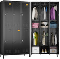 METAN Metal Locker for School Office Gym Bedroom,6 Doors Steel Storage Locker Cabinet for Employees,Industrial Storage Locker with 1 Shelves,Assembly Required (6 Door-Black)