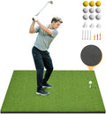 Golf Hitting Mat 5×4ft, Thickened 21/31mm Golf Practice Mat for Indoor Outdoor, Top-Notch Artificial Turf Driving Matt with 9 PU Balls+3 Rubber Tee+7 Tee