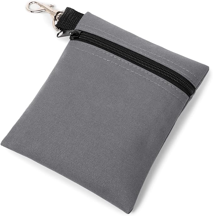 BuyAgain Golf Tee Pouch, 5.62 X 6.87 Inch Professional Zipper Golf Tee/Ball Pouch Bag with Metal Lobster Claw Clip