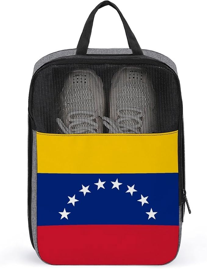 Portable Travel Shoe Bag with Zipper Foldable Sneaker Shoe Organizer Bag Venezuela Flag Lightweight Sneaker Bags