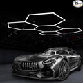 Hexagon Garage LED Lights.Higher Brightness 5 Grid 220W 26400LM 6500K Honeycomb Hexagon Ceiling Led Light with Rectangle Frame.Honeycomb Hex Led Light System for Garage Barbershop Warehouse Basement