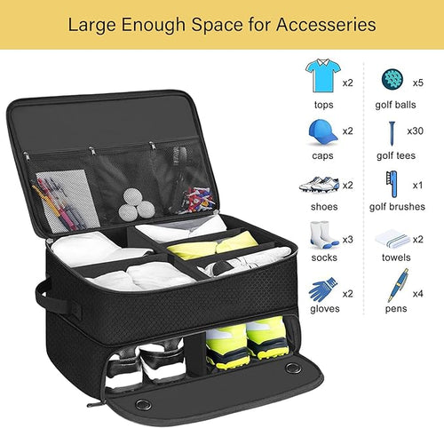 2 Layer Golfs Trunk Organizers, Golfs Locker with Separate Ventilated Compartment for 2 Pair Shoes, Golfs Trunk Storage