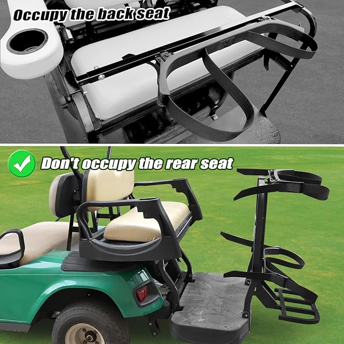 Roykaw Universal Golf Cart Rear Seat Bag Holder Compatible with EZGO/Club Car/Yamaha Golf Cart with Rear Seat Grab Bar, Upgrade 3rd Generation - Don't Occupy The Rear Seat/No Drilling Required