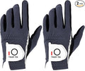 FINGER TEN Men's Golf Gloves for Right Left Handed Golfer Rain Grip Value 2 Pack, Golf Glove for Left or Right Hand Hot Wet Weather No Sweat Black Gray White Blue