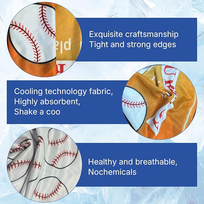OPSO Softball Cooling Towel Set, 40 x 12 inches, 12 Pack, Microfiber Sports Towels for Baseball, Soccer, Golf LCE Towel Microfiber Sports Towels for Player (Softball 2)