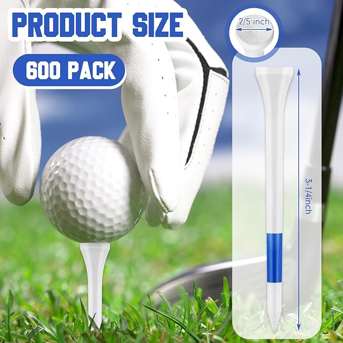 Mudder 600 Pack Golf Tees Bulk Wooden Golf Tees Multicolor Wood for Men Balls Accessories