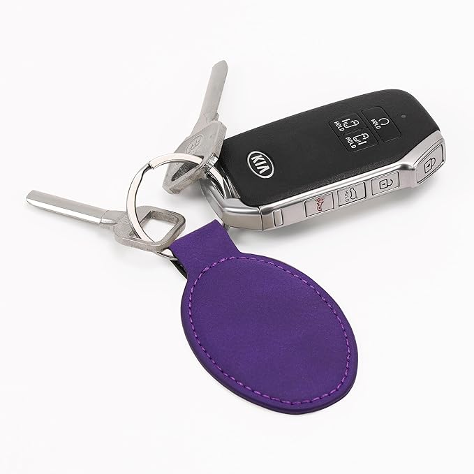 LaserGram Oval Keychain, Off Road Racer, Personalized Engraving Included (Dark Purple)
