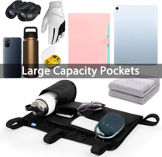 Xxerciz Golf Cart Rear Seat Organizer, Lightweight Folding Storage Bag Portable Golf Cart Accessories with Adjustable Strap for EZGO Yamaha Club Car, Wheelchair and Walker