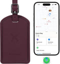 Luggage Tags Built-in Anti-Loss Tracker, Luxury Leather Luggage Tags for Suitcase, Travel Bags, Backpacks, Travel Organizer for Lost Baggage Prevention (Rose Purple)