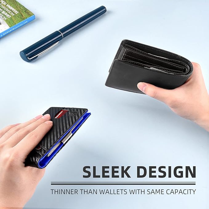 Zitahli Money Clip Wallets for Men,Slim Bifold Wallet 10-12 Cards, Mens Leather Wallet with ID Window,RFID Blocking Thin Minimalist Credit Card Holder,Gifts for Him
